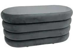 Extravagante Polsterbank VOGUE 85cm grau Samt Sitzbank mit Stauraum