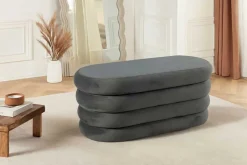 Extravagante Polsterbank VOGUE 85cm grau Samt Sitzbank mit Stauraum