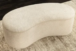 Extravagante Polsterbank ELEMENTAL 120cm champagner beige Feinstrick Bouclé mit Stauraum