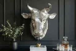 Extravagante Stierkopf Wanddekoration TORERO 65cm silber Deko Schädel