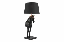 Extravagante Tischlampe BLACK BEAUTY 75cm schwarz gold Pferde-Skulptur