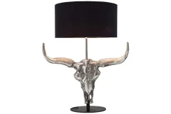 Extravagante Tischlampe EL TORO 68cm schwarz Stierkopf Tischleuchte