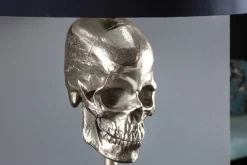Extravagante Tischlampe SKULL 56cm schwarz silber Metall Totenkopf Skulptur Leuchte