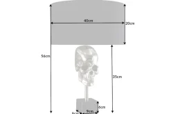 Extravagante Tischlampe SKULL 56cm schwarz silber Metall Totenkopf Skulptur Leuchte
