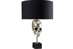 Extravagante Tischlampe SKULL 56cm schwarz silber Metall Totenkopf Skulptur Leuchte