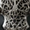 Extravagante Wanddekoration EXOTIC BULL 60cm silber Mangoholz Stierkopf