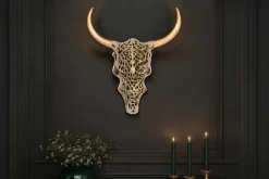 Extravagante Wanddekoration EXOTIC BULL 60cm gold Mangoholz Stierkopf