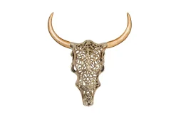 Extravagante Wanddekoration EXOTIC BULL 60cm gold Mangoholz Stierkopf