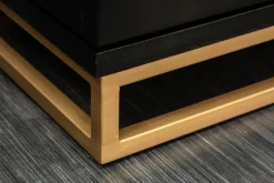 Extravaganter Barschrank ANGEL 140cm schwarz Mangoholz mit goldenen Flügeln