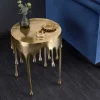 Extravaganter Beistelltisch LIQUID LINE 50cm gold Tropfen-Design Metall Aluminium rund