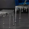 Extravaganter Couchtisch LIQUID LINE L 46cm silber Tropfen-Design