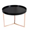 Extravaganter Couchtisch MODULAR 60cm matt schwarz kupfer rund inkl. Tablett