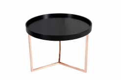 Extravaganter Couchtisch MODULAR 60cm matt schwarz kupfer rund inkl. Tablett