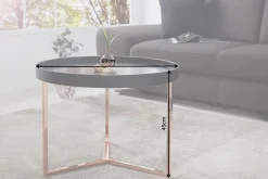 Extravaganter Couchtisch MODULAR 60cm matt schwarz kupfer rund inkl. Tablett
