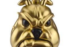 Extravaganter Couchtisch BULLDOG 55cm gold rund Hunde-Skulptur mit Glasplatte