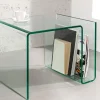 Extravaganter Glas Couchtisch FANTOME 50cm Beistelltisch mit Ablage für Magazine transparent