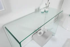 Extravaganter Glas Konsolentisch FANTOME 100cm transparent Schreibtisch Ganzglastisch