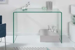 Extravaganter Glas Konsolentisch FANTOME 100cm transparent Schreibtisch Ganzglastisch