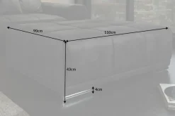 Extravaganter Hocker ELEGANCIA 110cm grau mit Ziersteppung