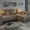 Extravaganter Hocker ELEGANCIA 110cm taupe mit Ziersteppung