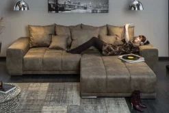 Extravaganter Hocker ELEGANCIA 110cm taupe mit Ziersteppung