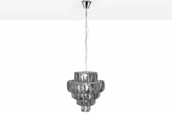 Extravaganter Kronleuchter KRISTALL 50cm edel-grau mit Glasprismen