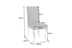 Extravaganter Stuhl MODERN BAROCK DELUXE grau Samt mit silbernen Edelstahlbeinen