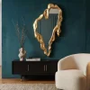 Extravaganter Wandspiegel FLUIDUM 150cm gold vertikale Aufhängung organische Form