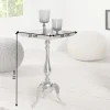 Filigraner Beistelltisch TRAYFUL 55cm silber Aluminium Tablett-Tisch