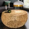 Filigraner Couchtisch LEAF 80cm gold Metall handmade Blatt-Design