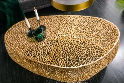 Filigraner Design Couchtisch ABSTRACT LEAF 130cm gold Handarbeit