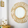 Glamouröser Design Spiegel EUPHORIA XL 85cm gold Wandspiegel Handarbeit aus Metall