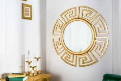 Glamouröser Design Spiegel EUPHORIA XL 85cm gold Wandspiegel Handarbeit aus Metall