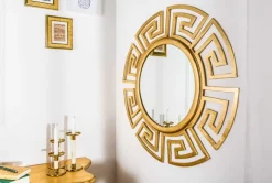 Glamouröser Design Spiegel EUPHORIA XL 85cm gold Wandspiegel Handarbeit aus Metall