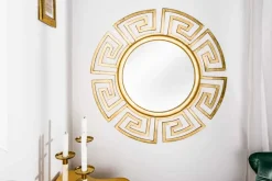 Glamouröser Design Spiegel EUPHORIA XL 85cm gold Wandspiegel Handarbeit aus Metall