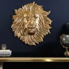 Goldene Wanddeko WILDLIFE LION 60cm gold Metall Löwenkopf-Skulptur handmade