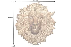 Goldene Wanddeko WILDLIFE LION 60cm gold Metall Löwenkopf-Skulptur handmade