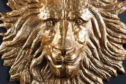 Goldene Wanddeko WILDLIFE LION 60cm gold Metall Löwenkopf-Skulptur handmade