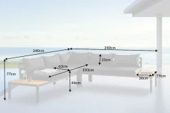 Große Garten Sitzgruppe MIAMI LOUNGE 240cm anthrazit Aluminium wetterfest Outdoor inkl. Kissen