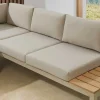Große Garten Sitzgruppe MIAMI LOUNGE 240cm champagner greige Aluminium wetterfest Outdoor inkl. Kissen