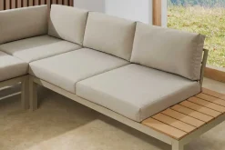 Große Garten Sitzgruppe MIAMI LOUNGE 240cm champagner greige Aluminium wetterfest Outdoor inkl. Kissen