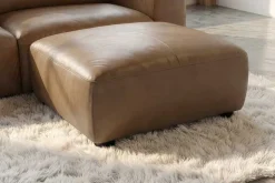 Großer Hocker BIG GEORGE 95cm cognac Echtleder Nosagfederung Taschenfederkern