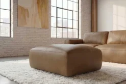 Großer Hocker BIG GEORGE 95cm cognac Echtleder Nosagfederung Taschenfederkern