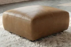 Großer Hocker BIG GEORGE 95cm cognac Echtleder Nosagfederung Taschenfederkern