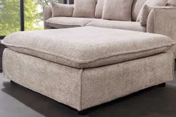 Großer Hocker HEAVEN 100cm champagner beige Bouclé Polsterhocker Federkern