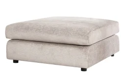 Großer Hocker SOHO 100cm beige Chenillestoff Polsterhocker mit Wellenunterfederung