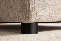 Großer Hocker SOHO 100cm beige Chenillestoff Polsterhocker mit Wellenunterfederung