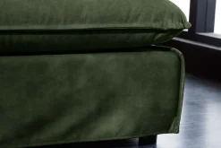 Großer Hussenhocker HEAVEN 100cm dunkelgrün Samt Landhausstil Sofahocker waschbarer Bezug
