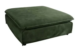 Großer Hussenhocker HEAVEN 100cm dunkelgrün Samt Landhausstil Sofahocker waschbarer Bezug