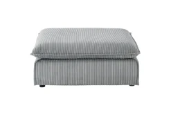 Großer Sitzhocker HEAVEN 100cm hellgrau Cord Federkern Sofahocker abnehmbarer Bezug
